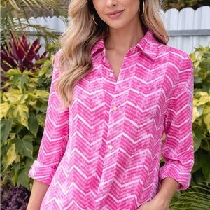 Ralph Lauren Pink Chevron Button-Down Shirt